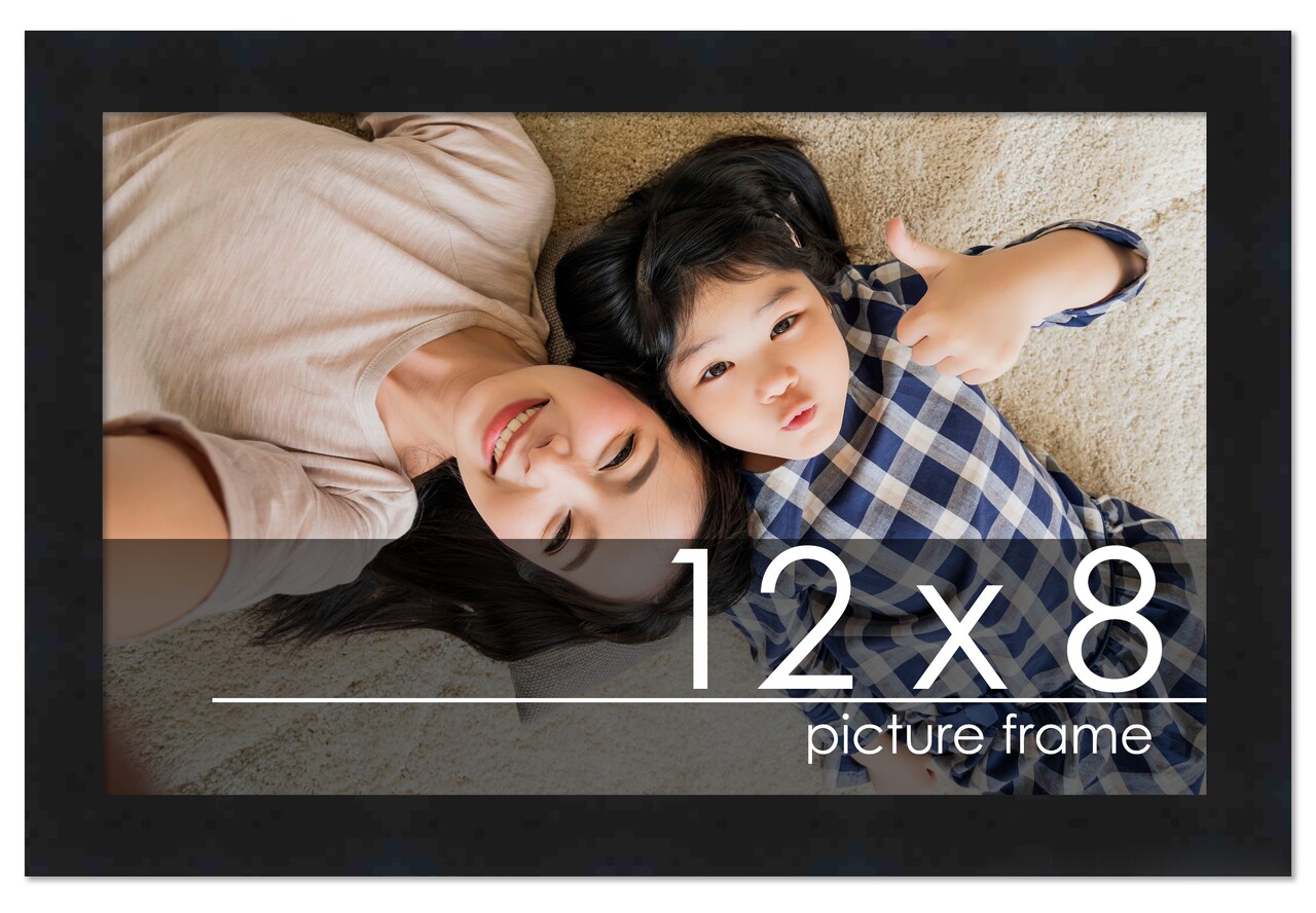 Photo Size Classic Modern Black Frame - UV Acrylic, Foam Board Backing, Hanging Hardware